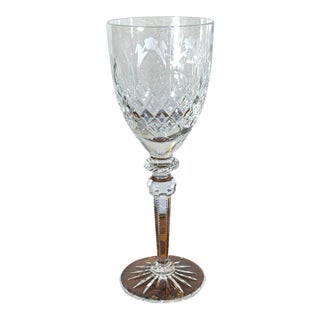 1990s Rogaska Queen Crystal Water Goblet Cut Floral Stemware Slovenia For Sale