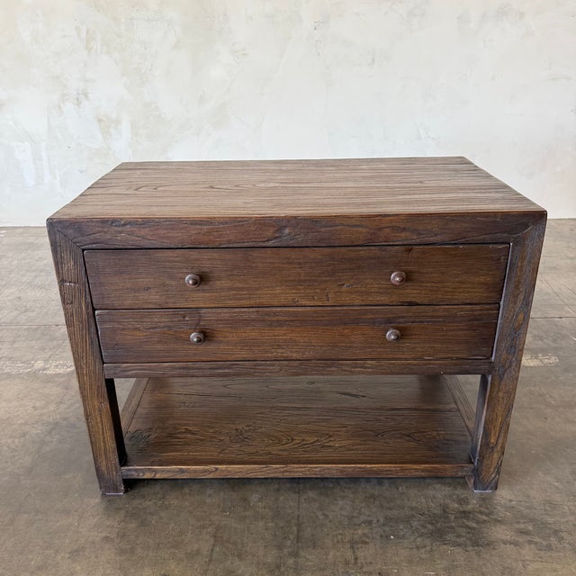 Modern Nathalie Reclaimed Elm 2 Drawer Nightstand 36" - Walnut For Sale - Image 3 of 8