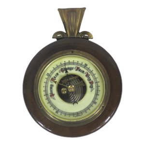 Vintage Western German Barometer for Wall Made of Wood Brass and Glass