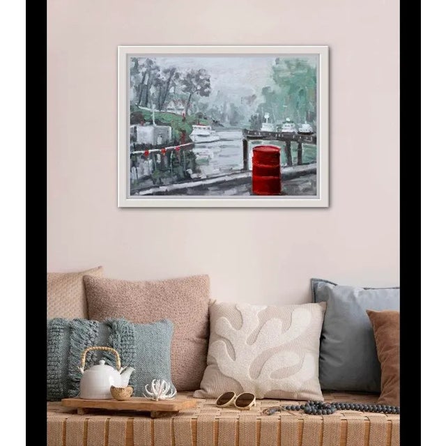 Contemporary Coastal Oil Painting, Noyo Harbor Fog For Sale - Image 4 of 7