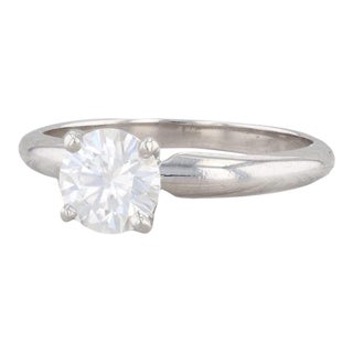 New 0.70ct Moissanite Engagement Ring Platinum Round Solitaire Size 5.5 For Sale