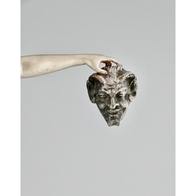 Art Deco Bronze & Marble & Onyx Sculpture Mask Dancer by Desire Grisard, 1925 For Sale - Image 10 of 11