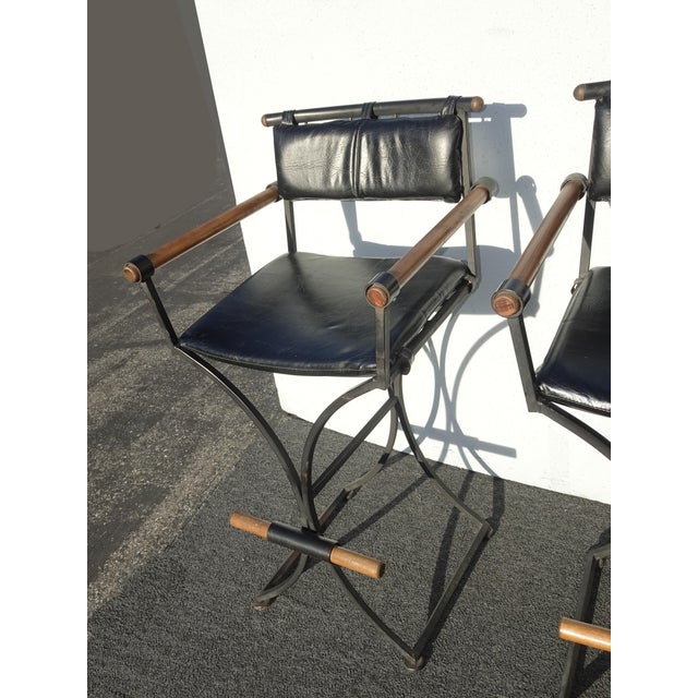 Set of Three Vintage Cleo Baldon Style Mid Century Modern Black Barstools For Sale - Image 4 of 17