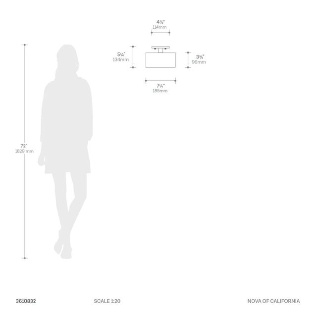 Wood Tambo Semi-Flush Mount Ceiling Light - Dark Walnut Wood Finish, Weathered Brass For Sale - Image 7 of 10