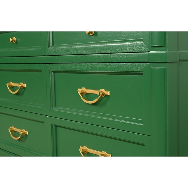 White Furniture French Regency Louis XVI Green Lacquered Dresser or Credenza, Newly Refinished For Sale - Image 11 of 17