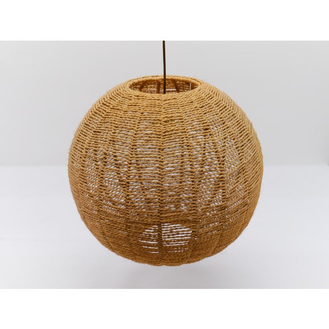 Metal Large Vintage Jute Globe Pendant Lamp, 1960s For Sale - Image 7 of 11