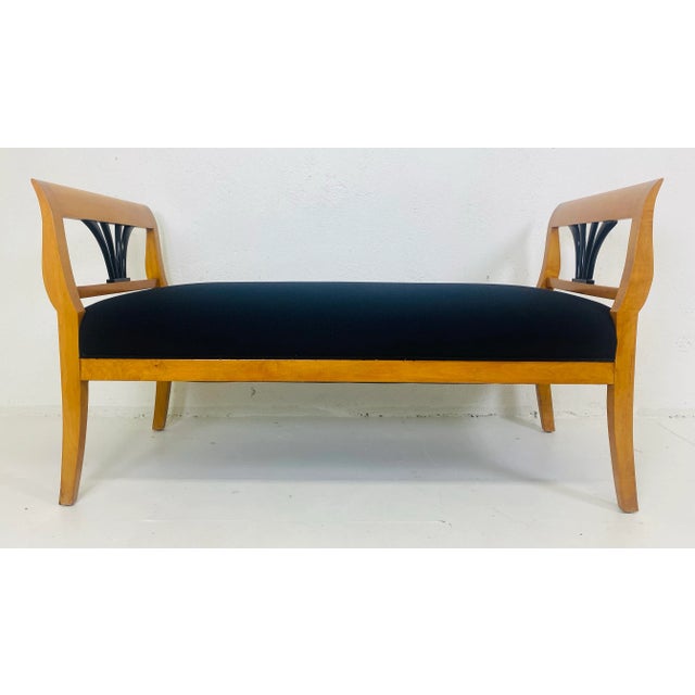 Biedermeier Mid-Century Vintage Biedermeier Style Newly Upholstered Bench. For Sale - Image 3 of 11
