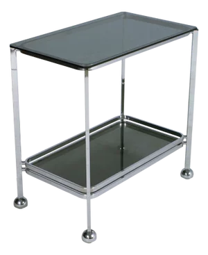 Italian Chrome Steel and Fumè Glass Trolley, 1970s