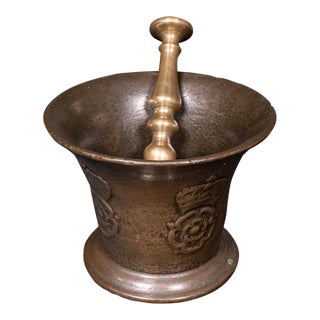 Antique Apothecary Mortar & Pestle, English, Bronze, Kitchen, Chemist, c.1650 For Sale