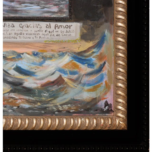 Textile Moisés Villafuerte Abstract Contemporary Surrealist Three Dimensional Stormy Sea Landscape w/ Text, 2022 For Sale - Image 7 of 10