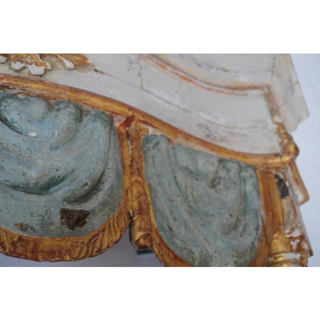 Pair of 19th Century Italian Painted & Parcel Gilt Consoles by Mla For Sale - Image 13 of 18