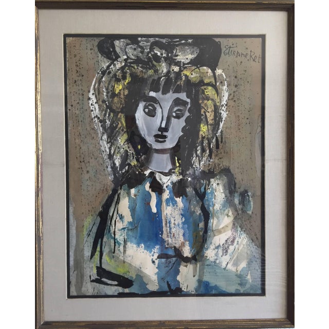 Beautiful gouache on paper, by French artist, Etienne Ret, signed on top right. Etienne Ret was born in Bourbonnais,...