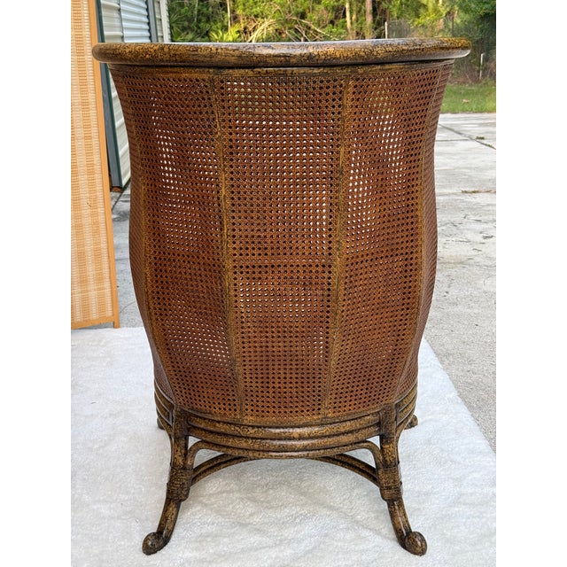 Vintage Maitland-Smith British Colonial Style Double Caned Faux-Tortoiseshell Wingback Chair For Sale - Image 9 of 18
