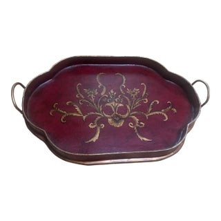 Italian Gilt-Decorated Red Gallery Tray For Sale