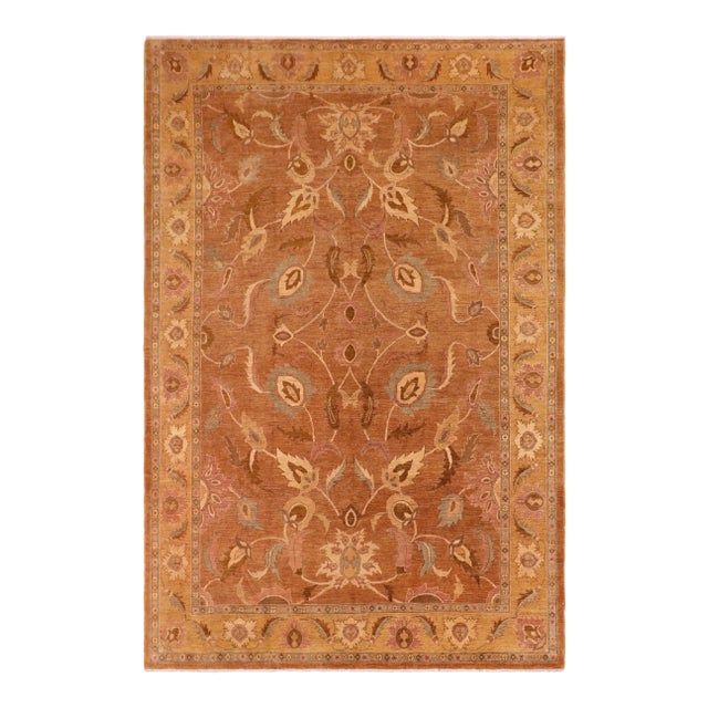 1980s Rustic Brown/Gold Wool Rug - 9'11" X 13'11" For Sale