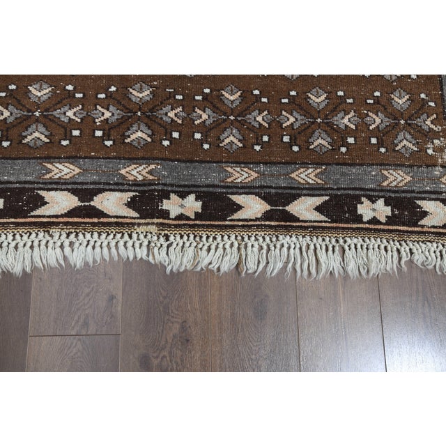 1960 S Vintage Persian Handmade Wool Cotton Brown Area Rug For Sale - Image 10 of 11