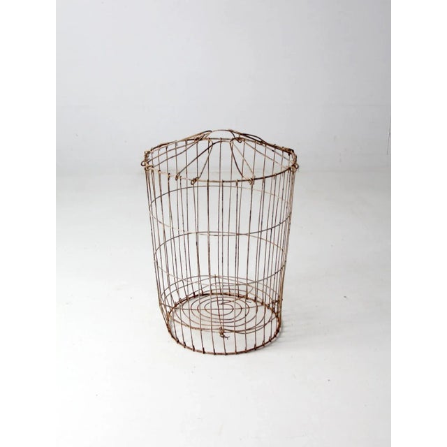 Vintage Industrial Metal Basket For Sale - Image 4 of 12