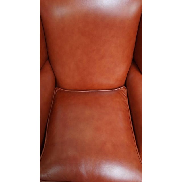 English Chesterfield Wing Chair in Cowhide Leather For Sale - Image 6 of 16