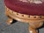 Footstool ~ Vintage French Country Burgundy Floral Round Needlepoint Footstool#2 For Sale - Image 15 of 16
