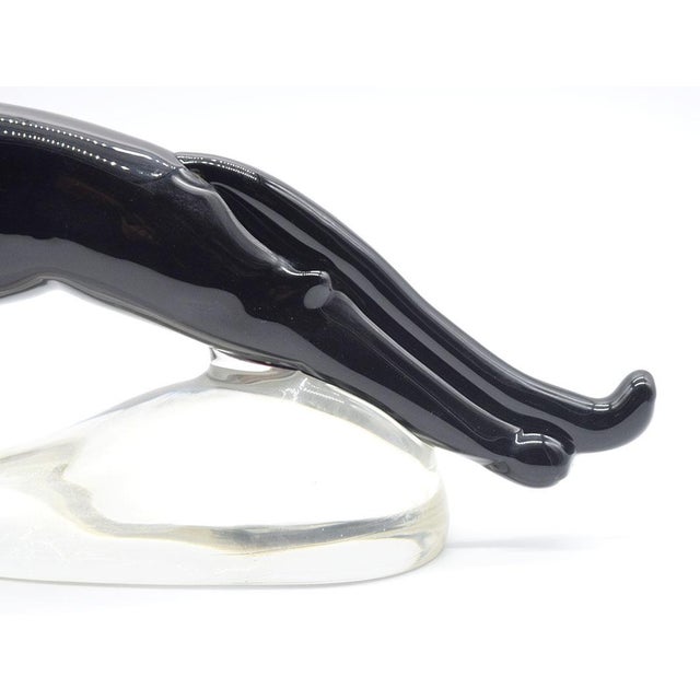 Large Art Deco Sculpture of a Panther in Murano Glass, 1940s For Sale - Image 9 of 10