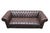 A good, vintage, tufted leather chesterfield sofa. Traditional rolled arm design with studded brass tacking accents. A...