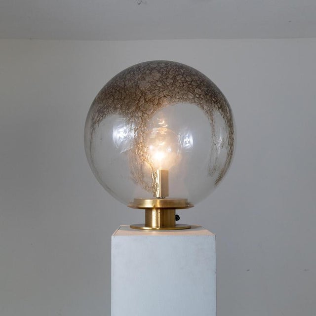 Brown Spherical Table Lamp in Brass and Glass from La Murrina, Italy, 1960s For Sale - Image 8 of 8