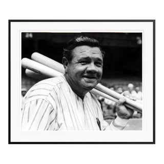 Babe Ruth With Baseball Bats Black Framed Archival Pigment Print For Sale