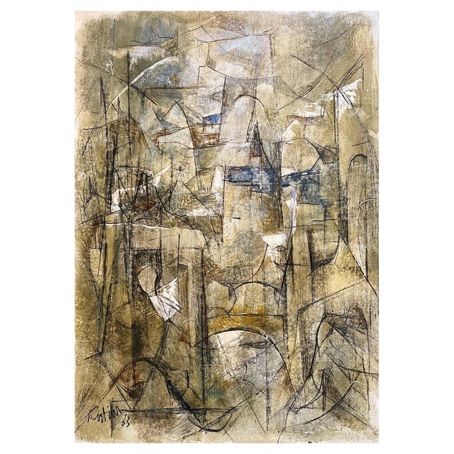 Vivaldo Martini, Abstract Composition No. 1, Oil on Canvas, 1963 For Sale