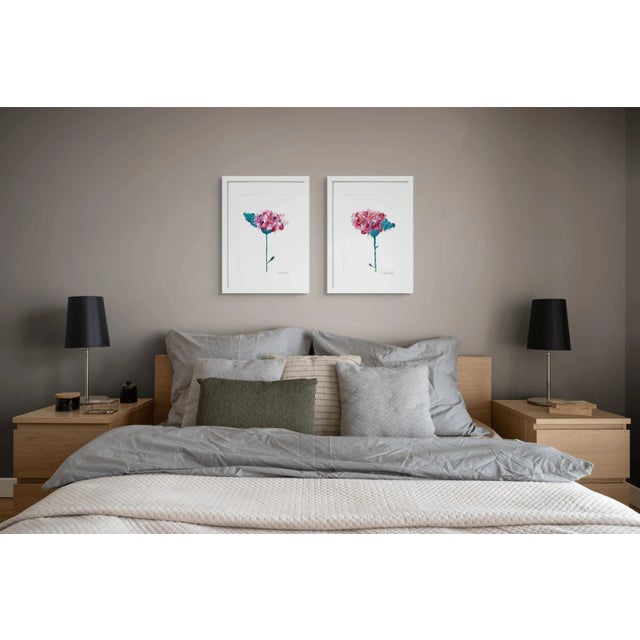 Set of 2 - High-End Shadow Box Framed Original Flower Paintings by Diane Grant. Oil and pencil on high quality fine art...