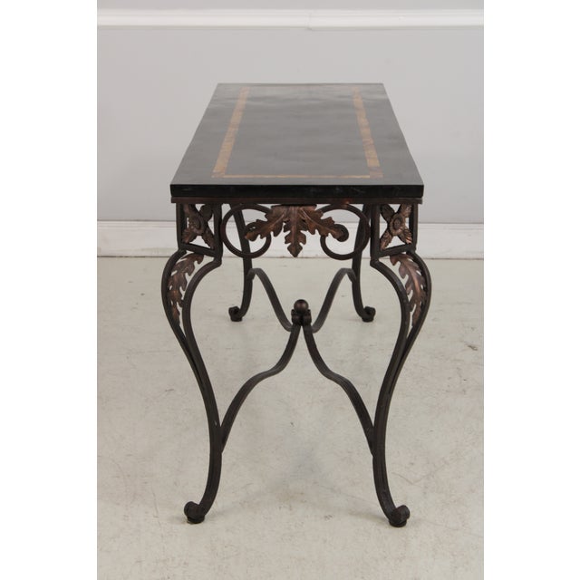 Wrought Iron Base Marble Top Console Table For Sale - Image 13 of 16