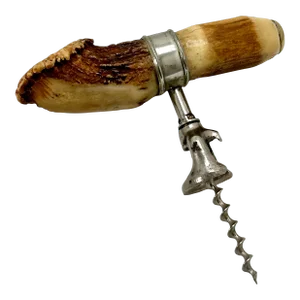 Unusual Vintage 1930s Germany Black Forest Wine Corkscrew & Bottle Opener Combo With Stag Horn Antler Handle
