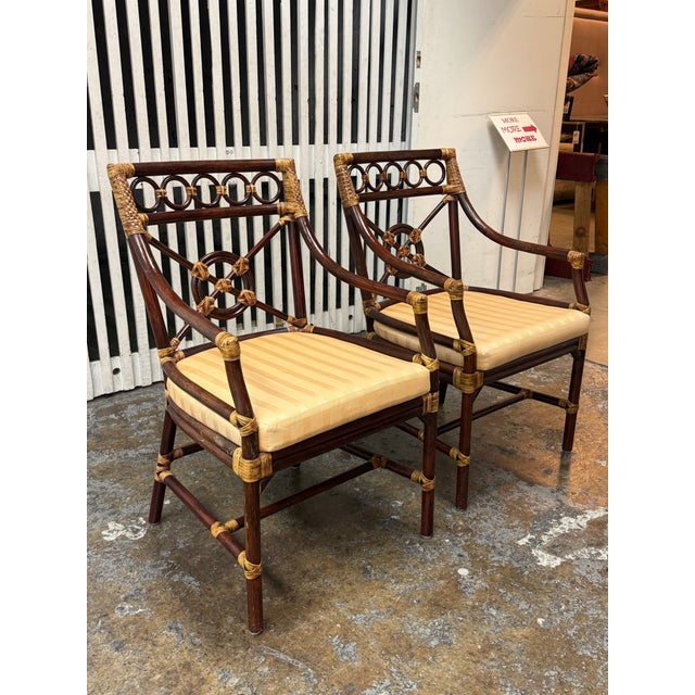 Contemporary McGuire Style Target Back Armchairs, Pair For Sale - Image 3 of 12