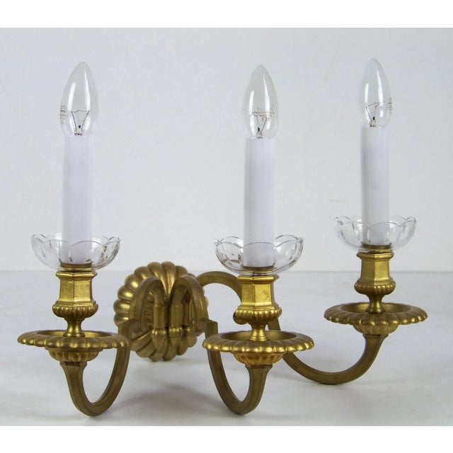 Brass Chandelier and Wall Light, 1900, Set of 2 For Sale - Image 12 of 15