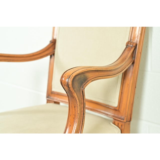 Baker Furniture Style French Regency Louis XVI Carved Walnut Dining Chairs, Set of Six For Sale - Image 11 of 14