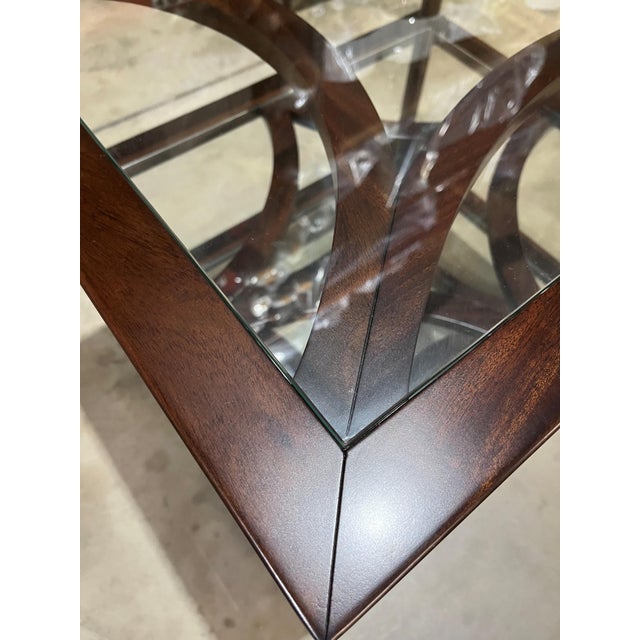 Attributed Theodore Alexander Glass and Wood 3 Shelf End Table For Sale - Image 4 of 7