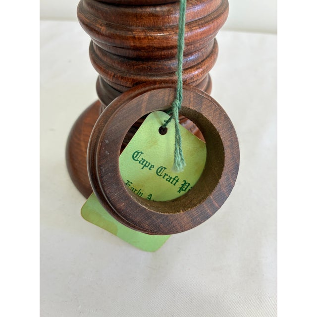 Brown Vintage Turned Wood Napkin Ring Stand With Rings, Usa For Sale - Image 8 of 8