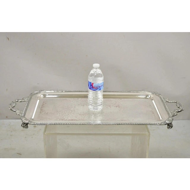 Vintage English Victorian Silver Plated Twin Handle Serving Platter Bar Tray For Sale - Image 12 of 12