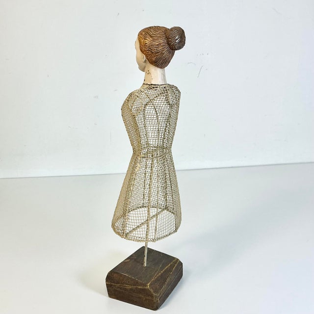 1960s Vintage French Boho Chic Tabletop Tole Mesh Tabletop Mannequin Sculpture For Sale - Image 9 of 12