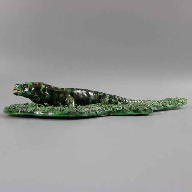 Antique Jose Cunha Palissy Majolica Lizard Wall Plaque For Sale - Image 6 of 13