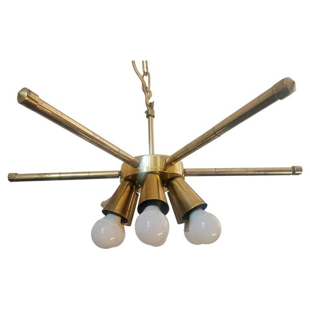 Mid-Century Brass Chandelier, 1970s For Sale - Image 17 of 17