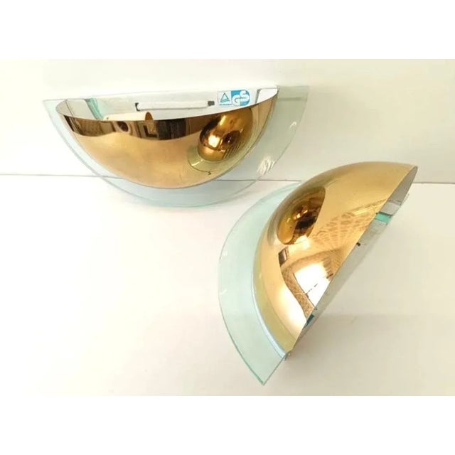 Metal Vintage Wall Lights in Acrylic Glass and Brass from GS, 1980s, Set of 2 For Sale - Image 7 of 8