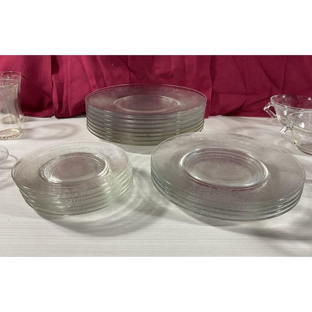 Transparent 1930s Clear Hazel Atlas Florentine No. 2 Depression Glass Table Set - 43 Pcs For Sale - Image 8 of 12