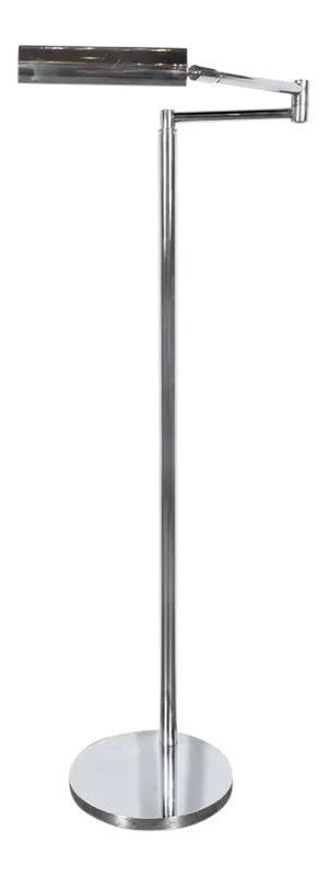 Sleek Mid-Century Modernist Chrome Swing-Arm Floor Lamp