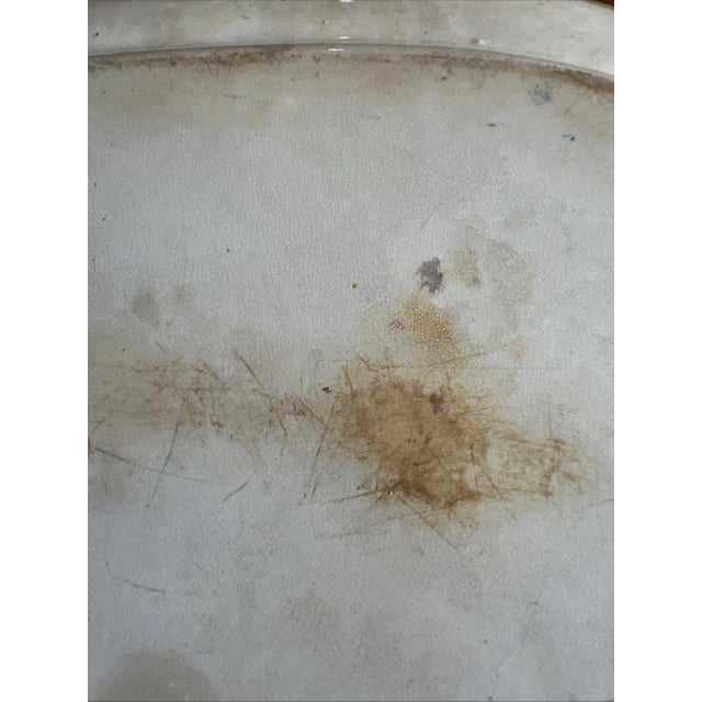 Ceramic Antique Dark Blue Transfer Decorated Staffordshire Platter, "Wild Rose" For Sale - Image 7 of 12