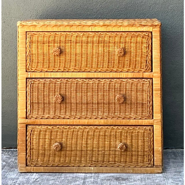 Wood Vintage Woven Rattan Chest of Drawers For Sale - Image 7 of 12