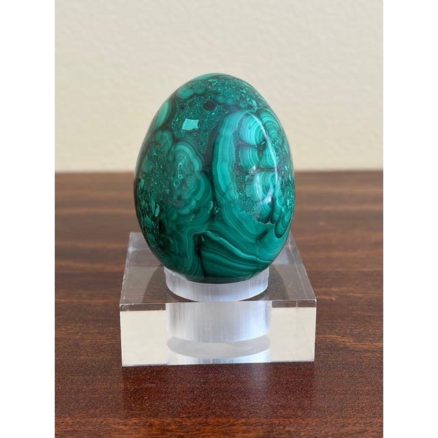 Malachite Egg on Lucite Stand For Sale In South Bend - Image 6 of 9