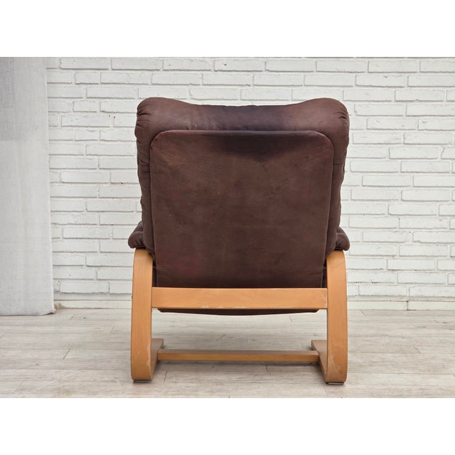 Scandinavian Adjustable Armchair in Furniture Leather and Bentwood, 1970s For Sale - Image 14 of 18