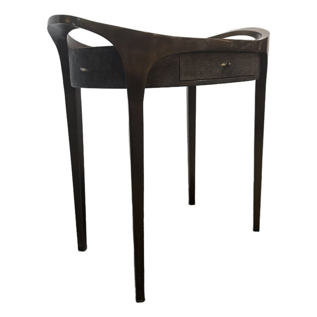 R & Y Augousti Black Shagreen Side Table For Sale