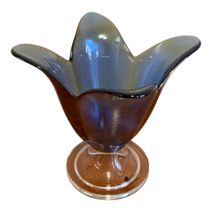 Vintage Iridescent Tulip Tealight Candle Holder by Jm Glass, Designed by Jørgen Mortensen, Portugal