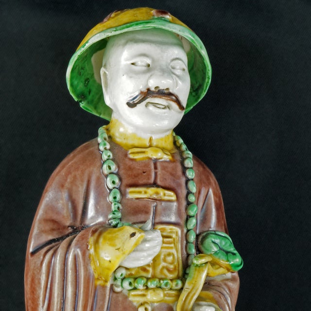 Early 20th Century Qing Chinese Porcelain Mandarin Figurine With Ruyi Scepter Circa 1900 For Sale - Image 5 of 9